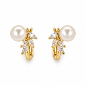 Pearl Marquise Leaf Earrings