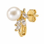 Close-up of the Pearl Marquise Leaf Earrings
