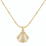 Lumina shell mother of pearl gold plated necklace with bead chain
