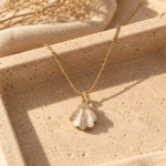Lumina shell mother of pearl gold plated necklace with bead chain