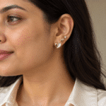 Mini Heart Stud Set worn by a model