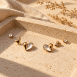 Mini Heart Stud Set styled on a display