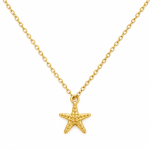 Golden starfish pendant on a delicate chain