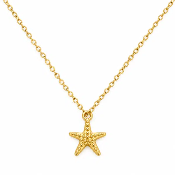 maris gold starfish necklace feat Golden starfish pendant on a delicate chain