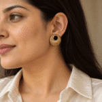 NoireSun Gold Studs worn by a model