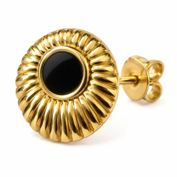 Close-up of the NoireSun Gold Studs