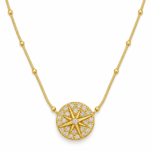 North Star Compass Necklace on white background