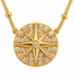 Close up of North Star Compass Necklace pendant