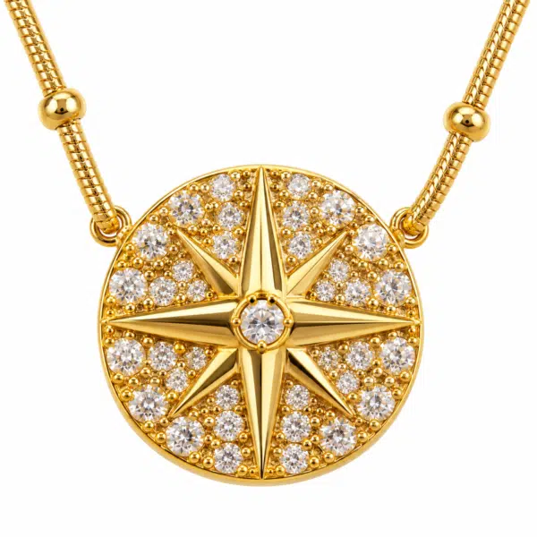 Close up of North Star Compass Necklace pendant