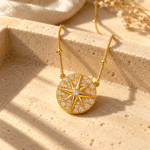 North Star Compass Necklace on white background