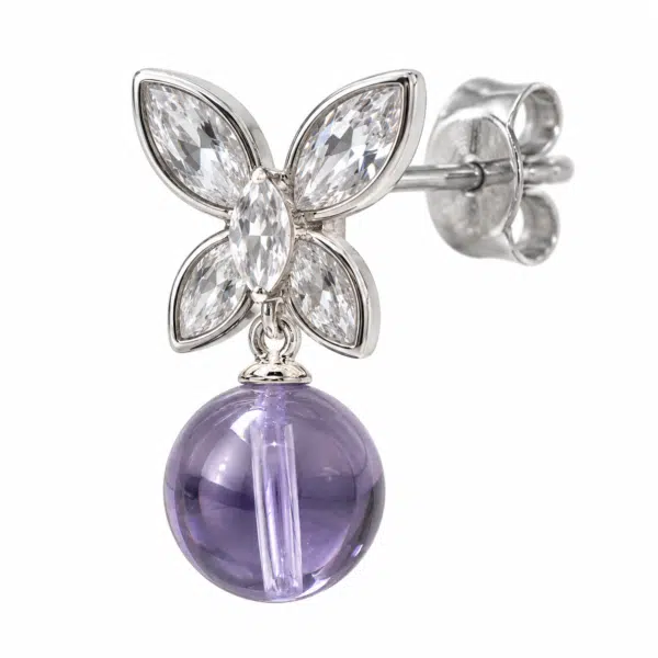 Close-up of the Papillon Crystal Drop Earrings