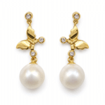 Papillon Pearl Gold Drop Earrings