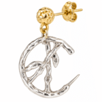 Close-up of the Branch Circle Silver-Tone Drop Earrings