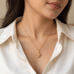 Serene Turtle Gold Necklace worn by a model