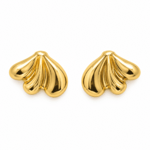 Pair of shell-inspired Gold Plated Studs on white background
