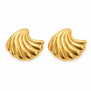 Pair of Shell Radiance Gold Plated Studs on white background