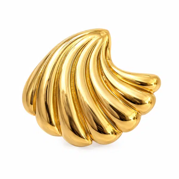 Close-up of the Wave Shell Gold Studs