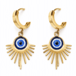Solar Evil Eye Drop Hoops