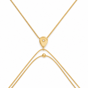 Gold-plated Stellar Drop Body Chain isolated on white background