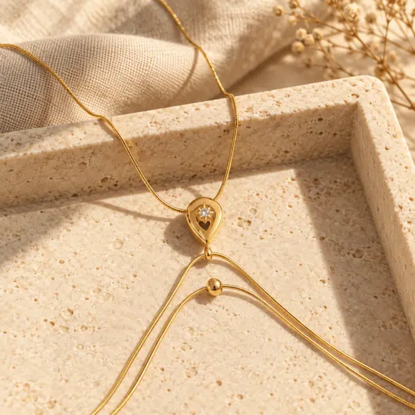 Gold-plated Stellar Drop Body Chain isolated on white background