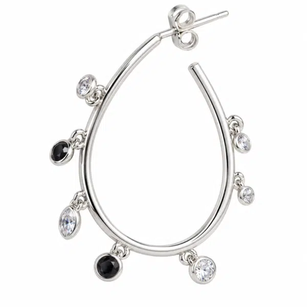 Close-up of the Teardrop Charm Hoop Earrings