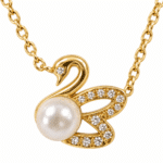 Close-up of the Swan Lake Gold Pearl Necklace