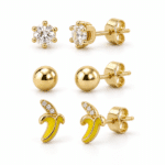Close-up of the Trio Banana Stud Set